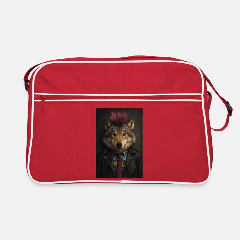 Blouson en cuir Wolf’s Punk Mohawk Sac Retro
