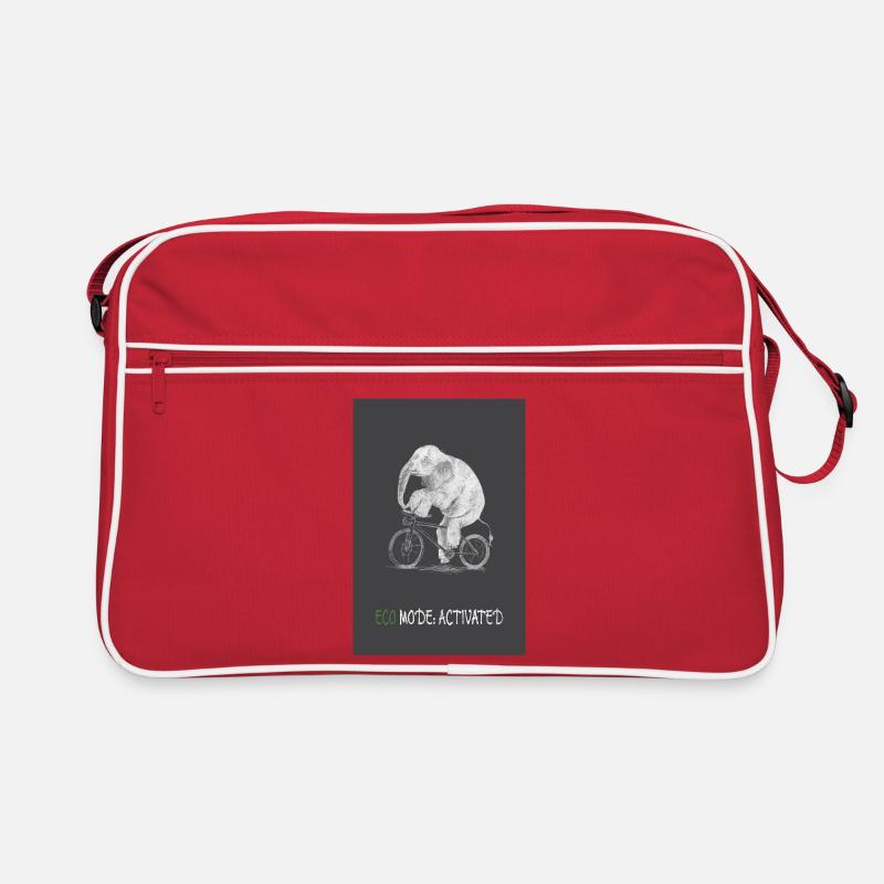 Éléphant activé par le mode éco sur un vélo - Sac Retro - rouge/blanc
