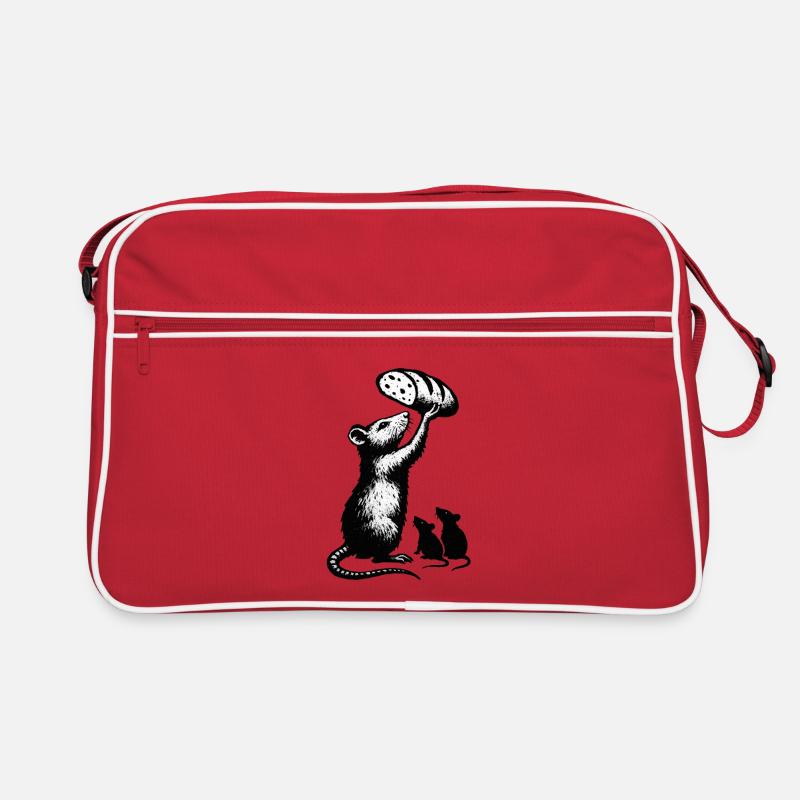 Rat lifting loaf of bread – graphic illustration Retro Bag