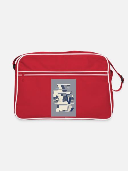 Blue Robot Warrior - Retro Bag - red/white - Front