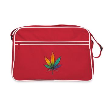 Conception de feuille de cannabis arc-en-ciel - Sac Retro - rouge/blanc - Devant