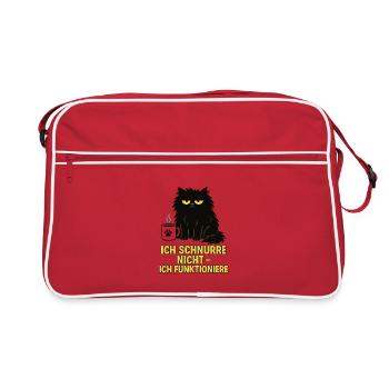 Je ne ronronne pas – je fonctionne (chat) - Sac Retro - rouge/blanc - Devant