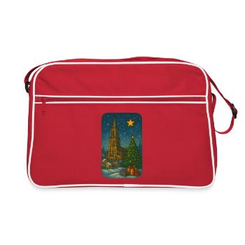 Winter church square with Christmas tree - Retro Bag - red/white - Front