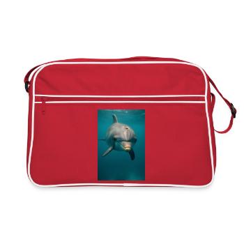 Tiere - Delfin - Retro Tasche - Rot/Weiß - Vorne