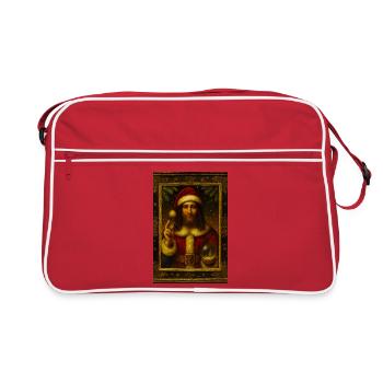 Old Style Weihnachtsmann Kristallkugel - Retro Tasche - Rot/Weiß - Vorne
