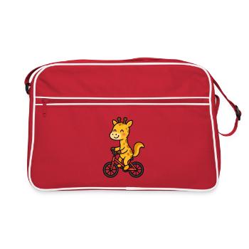 Giraffe on a bicycle - Retro Bag - red/white - Front