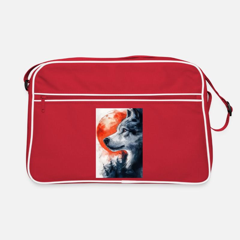 Illustration eines Wolfes Retro Tasche