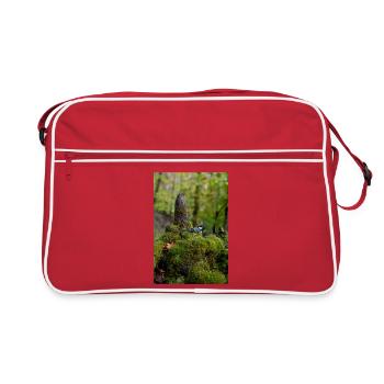 Mossy Forest Bird in Quiet Glade - Retro Bag - red/white - Front