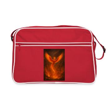 Flaming Phoenix in the Forest - Retro Bag - red/white - Front