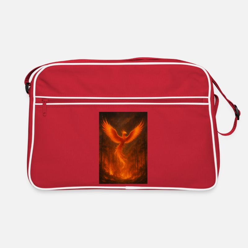 Flammender Phönix im Wald Retro Tasche