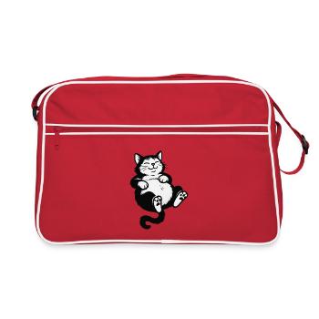 Faule Katze | Fauler Kater - Retro Tasche - Rot/Weiß - Vorne