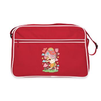 Maison de poupée lapin pastel en fleurs - Sac Retro - rouge/blanc - Devant