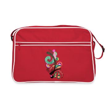 Abstract Color Spirals - Retro Bag - red/white - Front