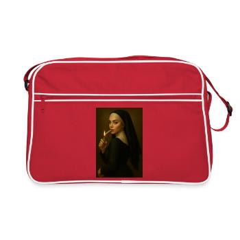 Nun with lighter - Retro Bag - red/white - Front