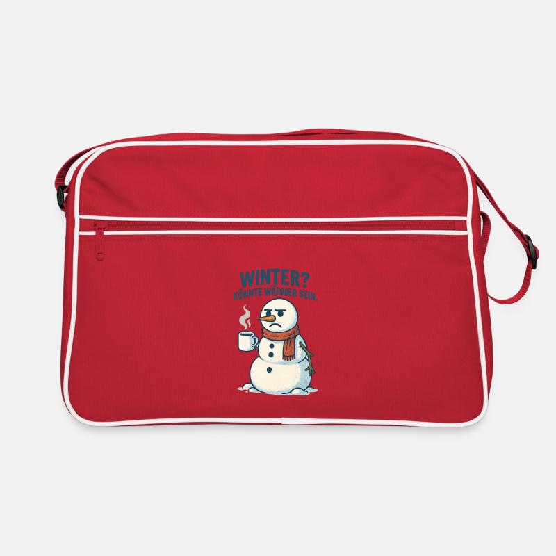 Winter? Wärm dich mit Kaffee - Retro Tasche - Rot/Weiß