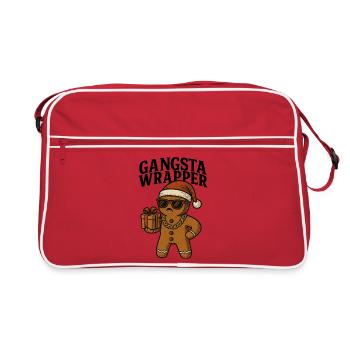 Gangsta Wrapper Weihnachten Humor Gingerbread - Retro Tasche - Rot/Weiß - Vorne