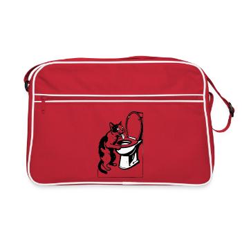 Blague sur la litière pour chat - Sac Retro - rouge/blanc - Devant