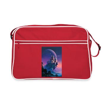 Château au clair de lune au-dessus de l’île Nebula - Sac Retro - rouge/blanc - Devant