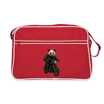 Panda biker en cuir sur moto - Sac Retro - rouge/blanc - Devant