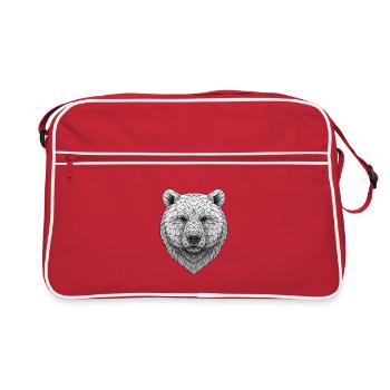 Polygon Bear Face Facet Art Black - Retro Bag - red/white - Front