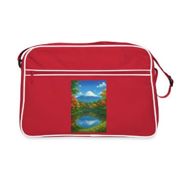 Mount Fuji Bei Herbst  - Retro Tasche - Rot/Weiß - Vorne
