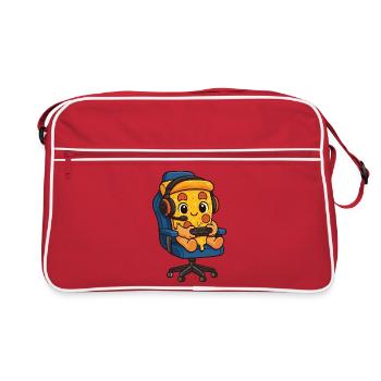 Gamer, manette pizza, manette alimentaire, amateur de pizza, - Sac Retro - rouge/blanc - Devant