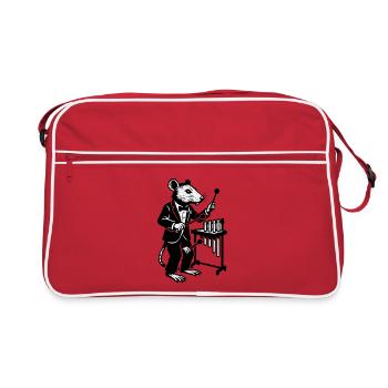 Ratte im Smoking Labormusik - Retro Tasche - Rot/Weiß - Vorne