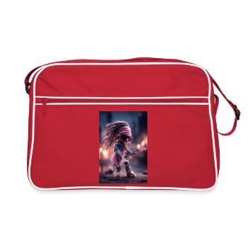 Dreadlock Doll Rocker on Pink Guitar - Retro Bag - red/white - Front