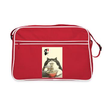 Neko Ramen Cat Slurp - Retro Bag - red/white - Front