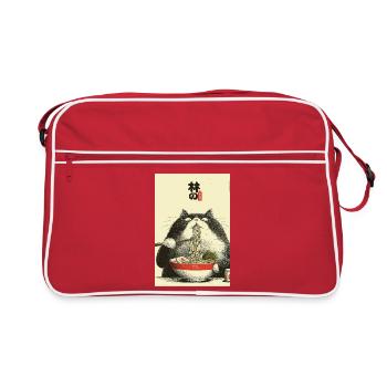 Ramen-Katzen-Ukiyoe-Stil - Retro Tasche - Rot/Weiß - Vorne