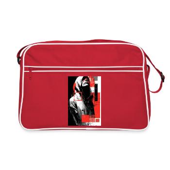 Glitch face in red gloss - Retro Bag - red/white - Front