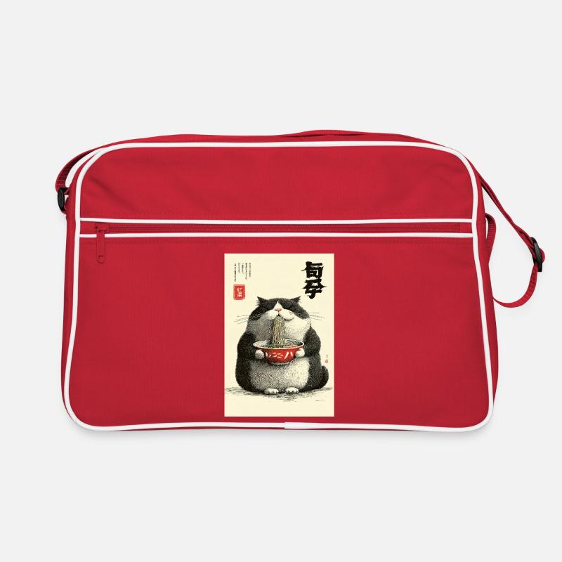 Festin de nouilles Neko dans le style Ukiyo-e Sac Retro