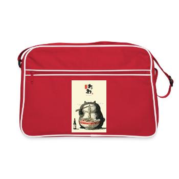 Pummeliges Katzen-Nudelfest - Retro Tasche - Rot/Weiß - Vorne