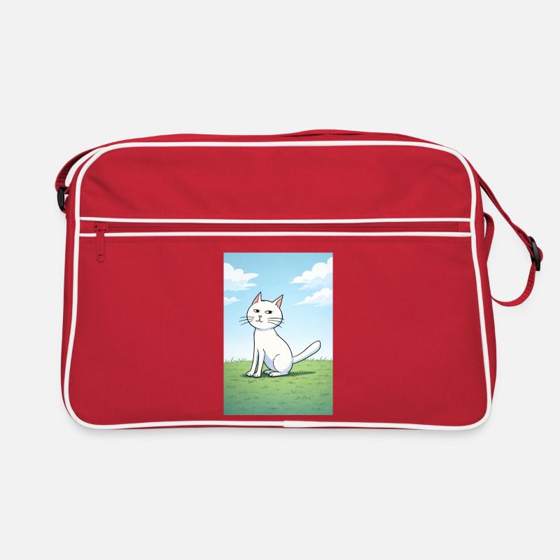 Weiße Katze mit frechen Blick Retro Tasche