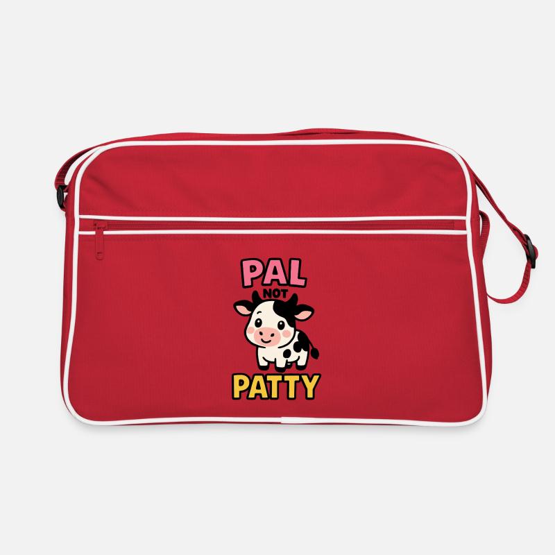 Pal not Patty – Niedliche Kuh-Freundschaft - Retro Tasche - Rot/Weiß