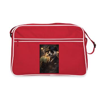 Panda Gangster Noir et Cigares - Sac Retro - rouge/blanc - Devant