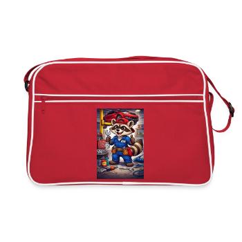 Raccoon Mechanic Workshop - Retro Bag - red/white - Front