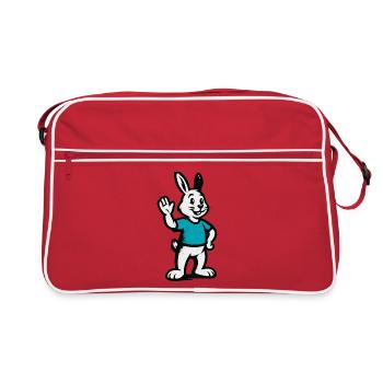 Lapin bleu qui fait signe - Sac Retro - rouge/blanc - Devant