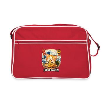 Nouilles Ramen Amoureux des chats - Sac Retro - rouge/blanc - Devant
