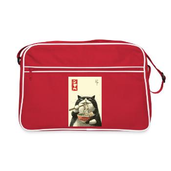 Ramen Cat in Ukiyo-e Style - Retro Bag - red/white - Front