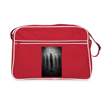 Baleines sous-marines dans le faisceau lumineux - Sac Retro - rouge/blanc - Devant