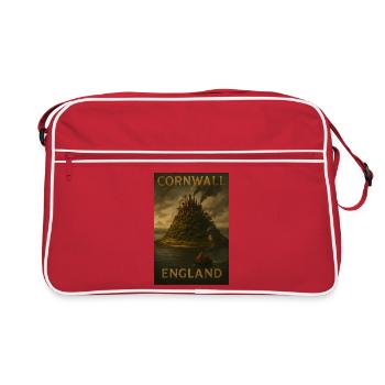 Cornwall England – Steampunk Travel Poster - Retro Bag - red/white - Front