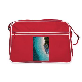 Türkisfarbene Gezeitenpalmen - Retro Tasche - Rot/Weiß - Vorne