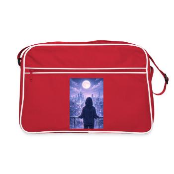 Night skyline neon hoodie - Retro Bag - red/white - Front