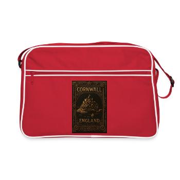 Cornwall England – Steampunk Travel Poster - Retro Bag - red/white - Front