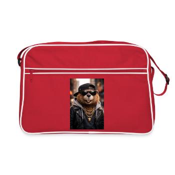 Otter Rocker Leather - Retro Bag - red/white - Front