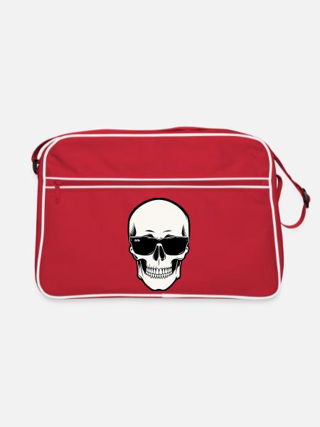 Squelette avec lunettes de soleil en monochrome - Sac Retro - rouge/blanc - Devant