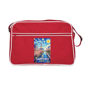 Sapporo, Japon - Sac Retro - rouge/blanc - Devant