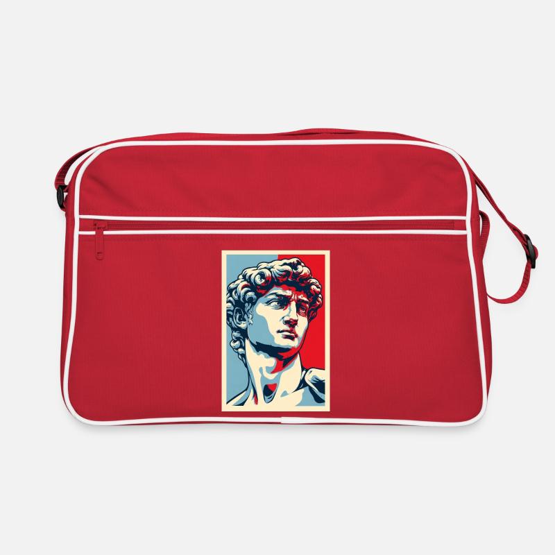 David Michelangelo in Pop Art: Blue-Red Portrait Retro Bag