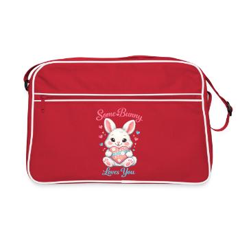 Osterhase in der Brusttasche - Retro Tasche - Rot/Weiß - Vorne
